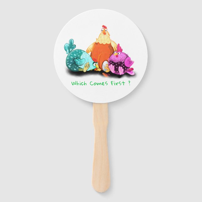 Éventail Poulets De Ventilateurs De Ferme Attendant L'Oeuf  (Devant)