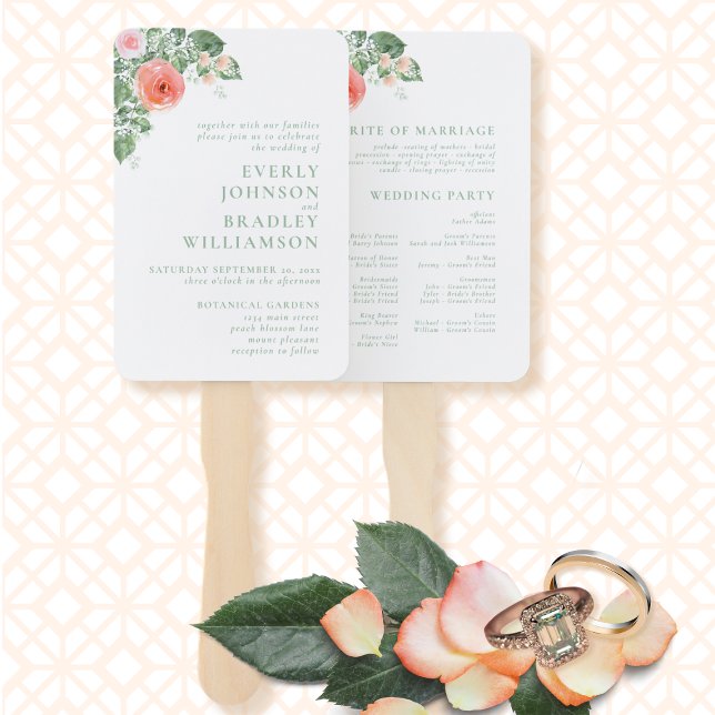 Éventail Printemps Été Aquarelle Floral Chic Roses Programm (Créateur téléchargé)