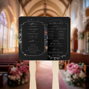 Éventail Programme de calligraphie florale noire