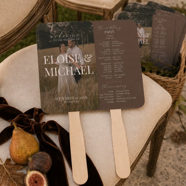 Éventail Programme de cérémonie de mariage automnal de réco (Heirloom Harvest Fall Wedding Ceremony Program Hand Fan)