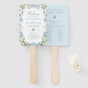 Éventail Programme de cérémonie de mariage aux hortensias b