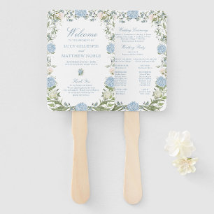 Éventail Programme de cérémonie de mariage aux hortensias b