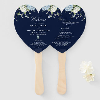 Éventail Programme de cérémonie de mariage aux hortensias b