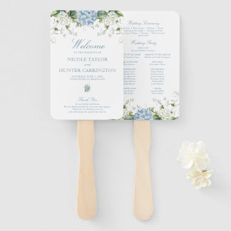 Éventail Programme de cérémonie de mariage aux hortensias b