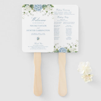 Éventail Programme de cérémonie de mariage aux hortensias b