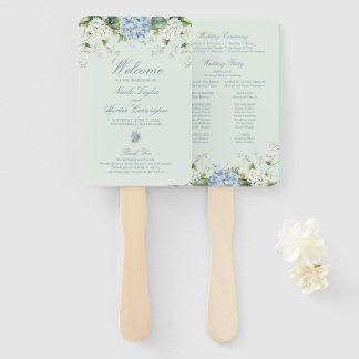 Éventail Programme de cérémonie de mariage aux hortensias v