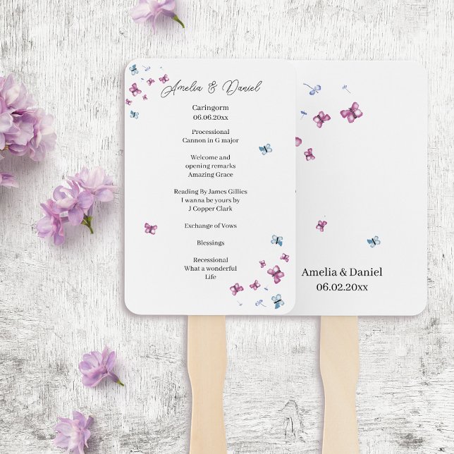 Éventail Programme de Cérémonie de Mariage de papillon déli (Créateur téléchargé)