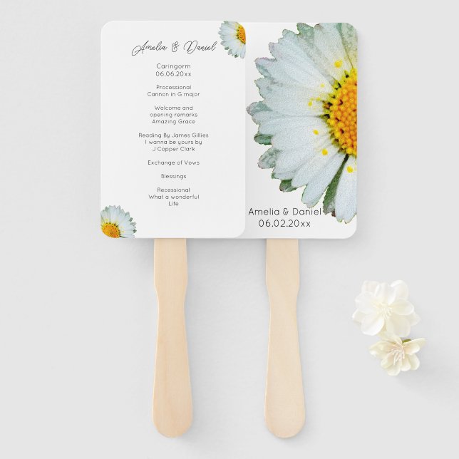 Éventail Programme de cérémonie de mariage estival rustique (Devant et derrière)