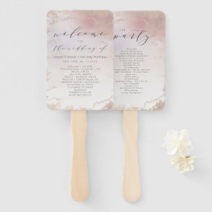 Éventail Programme de cérémonie de mariage givré rose blush