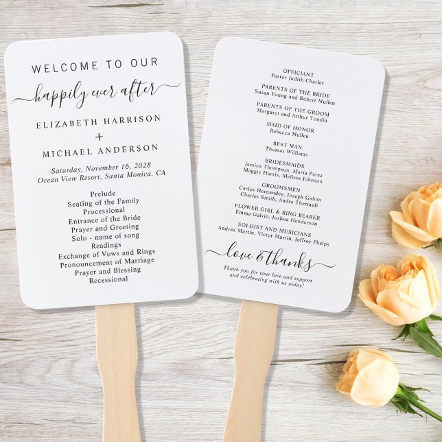 Éventail Programme de cérémonie de mariage Heureux Pour Tou (Créateur téléchargé)