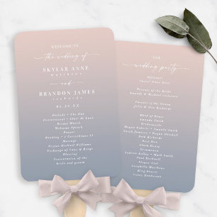 Éventail Programme de cérémonie de mariage Ombre Rose et Bl