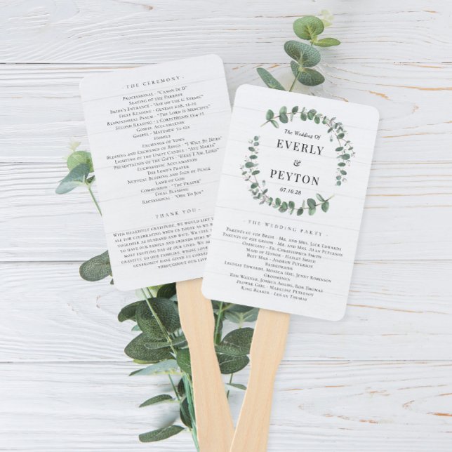 Éventail Programme de cérémonie de Mariage Rustic Greenery (Créateur téléchargé)