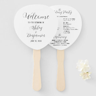 Éventail Programme de cérémonie de Mariage simple blanc