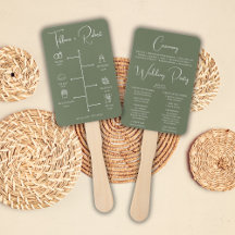 Programme de cérémonie de mariage vert couleur mod