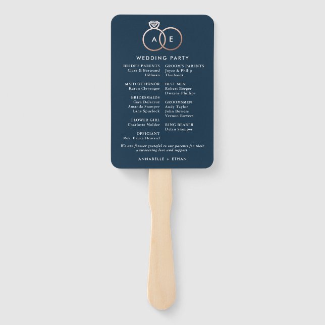 Éventail Programme de cérémonie des Cercles de Mariage d'or (Dos)