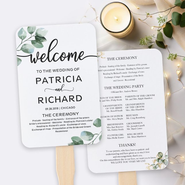 Éventail Programme de cérémonie des Mariages de verdure (Créateur téléchargé)