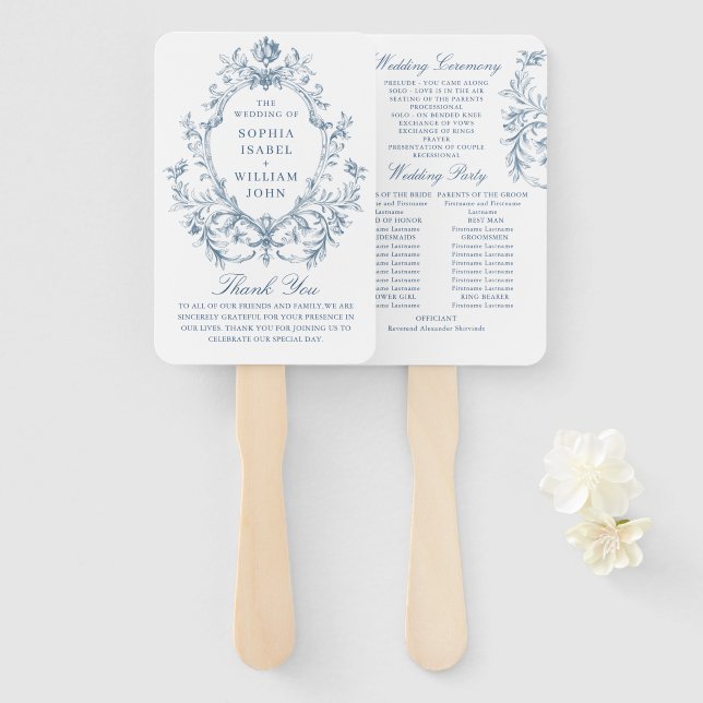 Éventail Programme de cérémonie des Mariages floraux de l'O (Devant et derrière)