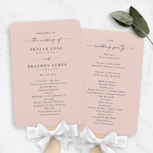 Éventail Programme de cérémonie simple pour Mariage rose cl