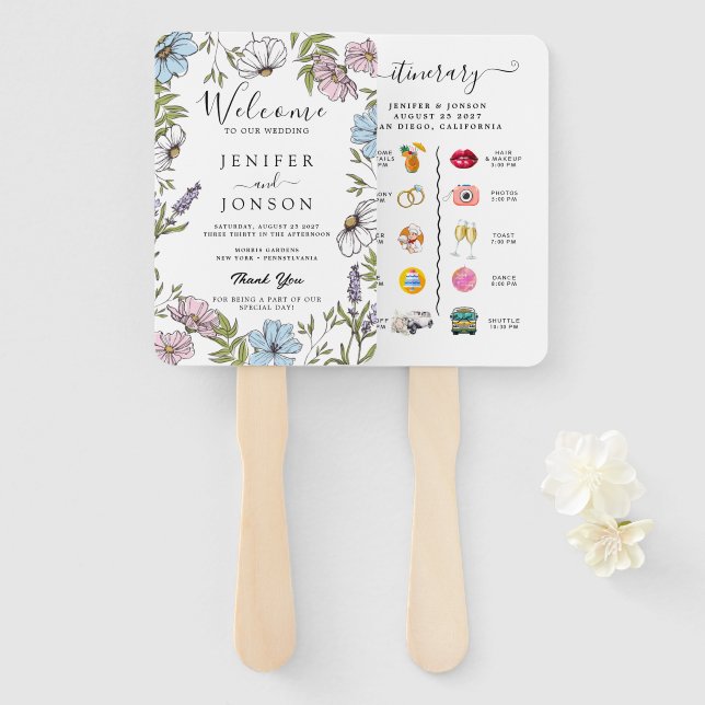 Éventail Programme de mariage (Devant et derrière)