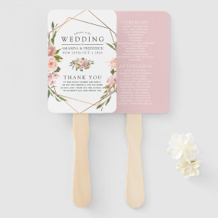 Éventail Programme de mariage à blush géométrique et or ros
