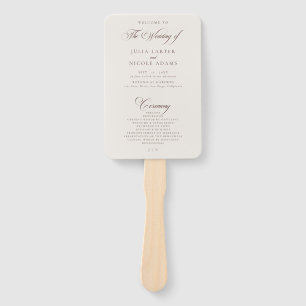 Éventail Programme de mariage à calligraphie Classique Choc