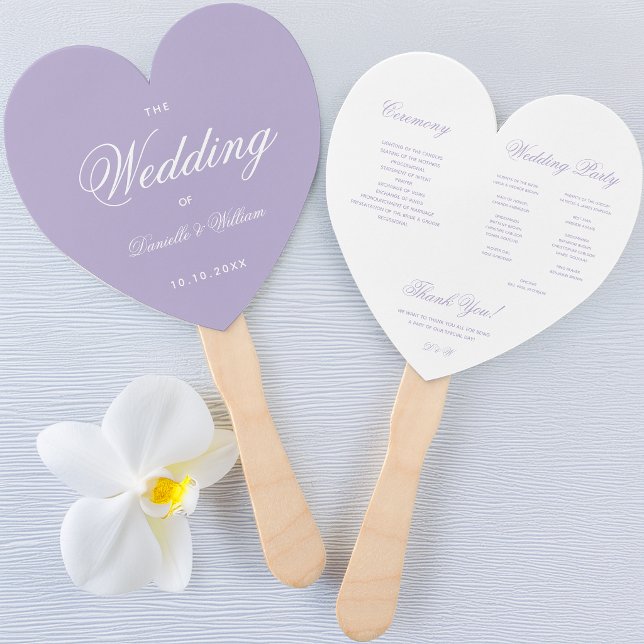 Éventail Programme de mariage à cœur en écriture blanche et (Créateur téléchargé)
