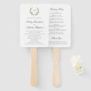 Éventail Programme de mariage à crête florale aquarelle élé