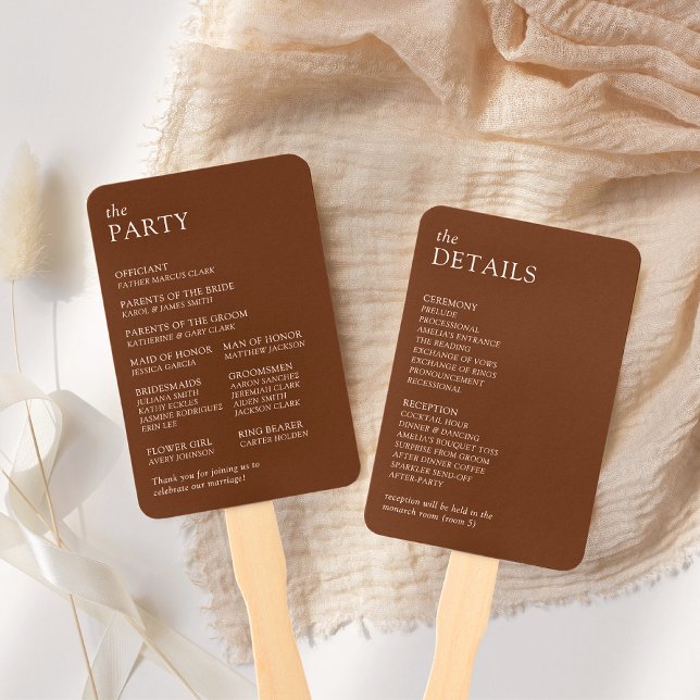Éventail Programme de mariage à la typographie moderne et é (Créateur téléchargé)