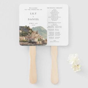Éventail Programme de mariage à l'aquarelle italienne d'Ama