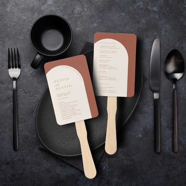 Éventail Programme de mariage à l'arche en terre cuite mini (Créateur téléchargé)