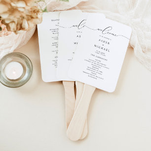 Éventail Programme de mariage à l'écriture calligraphique é