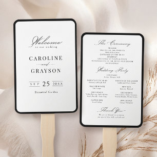 Éventail Programme de mariage à typographie simple et éléga
