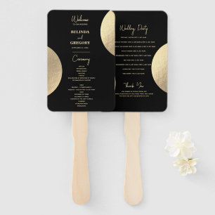 Éventail Programme de mariage Abstrait moderne Black & Gold
