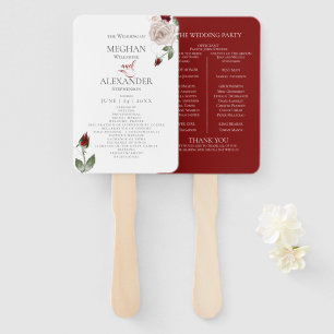 Éventail Programme de mariage Aquarelle Dusty Blush Wine