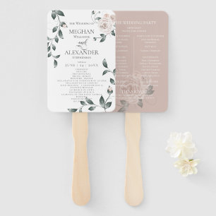 Éventail Programme de mariage Aquarelle Dusty Rose Floral