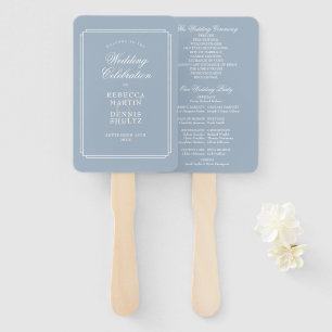 Éventail Programme de mariage Art Déco classique bleu pouss
