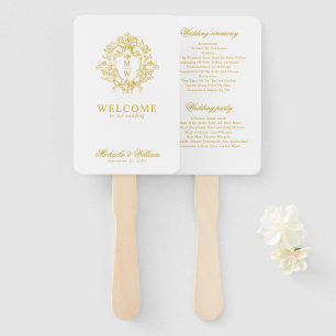 Éventail Programme de mariage au blason monogrammé Régence 