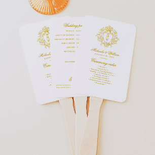 Éventail Programme de mariage au blason monogrammé Régence 