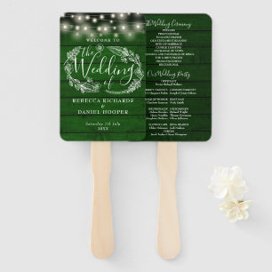 Éventail Programme de mariage avec guirlande florale verte
