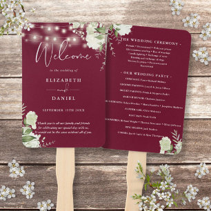 Éventail Programme de mariage avec guirlandes florales de B