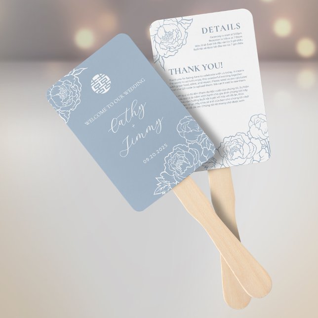 Éventail Programme de mariage bilingue vietnamien & Remerci (Créateur téléchargé)