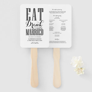Éventail Programme de mariage Black Eat Drink and Be Marrie