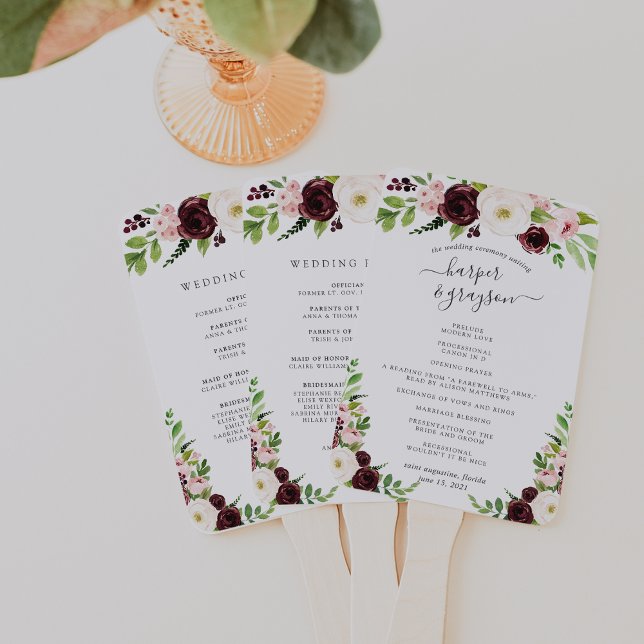 Éventail Programme de mariage Blush Romance (Créateur téléchargé)