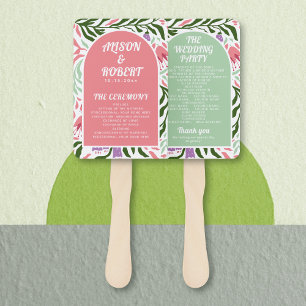 Éventail Programme de mariage Boho arche et fleurs rétro