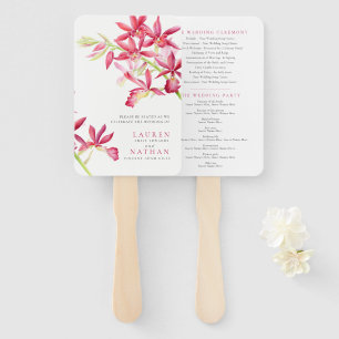 Éventail Programme de mariage botanique d'orchidées rouges