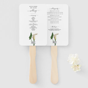 Éventail Programme de mariage botanique vert avec calla lil