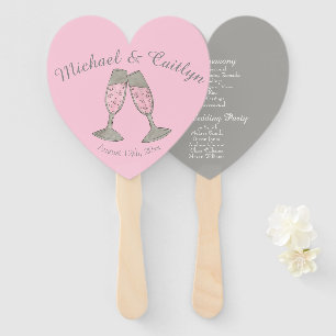 Éventail Programme de mariage Bubbly Pink Champagne Toast