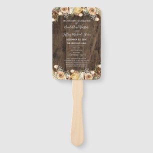 Éventail Programme de Mariage campagnard Rustique Tan Bird