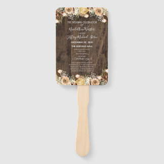 Éventail Programme de Mariage campagnard Rustique Tan Bird