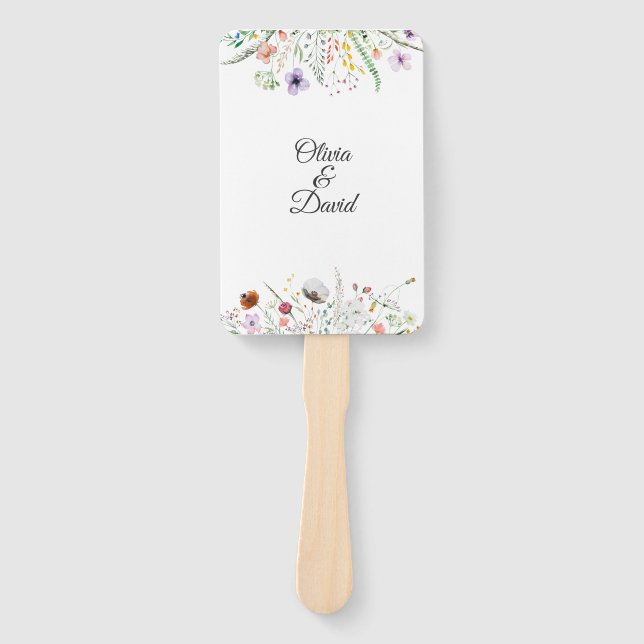 Éventail Programme de mariage champ de fleurs sauvages colo (Devant)